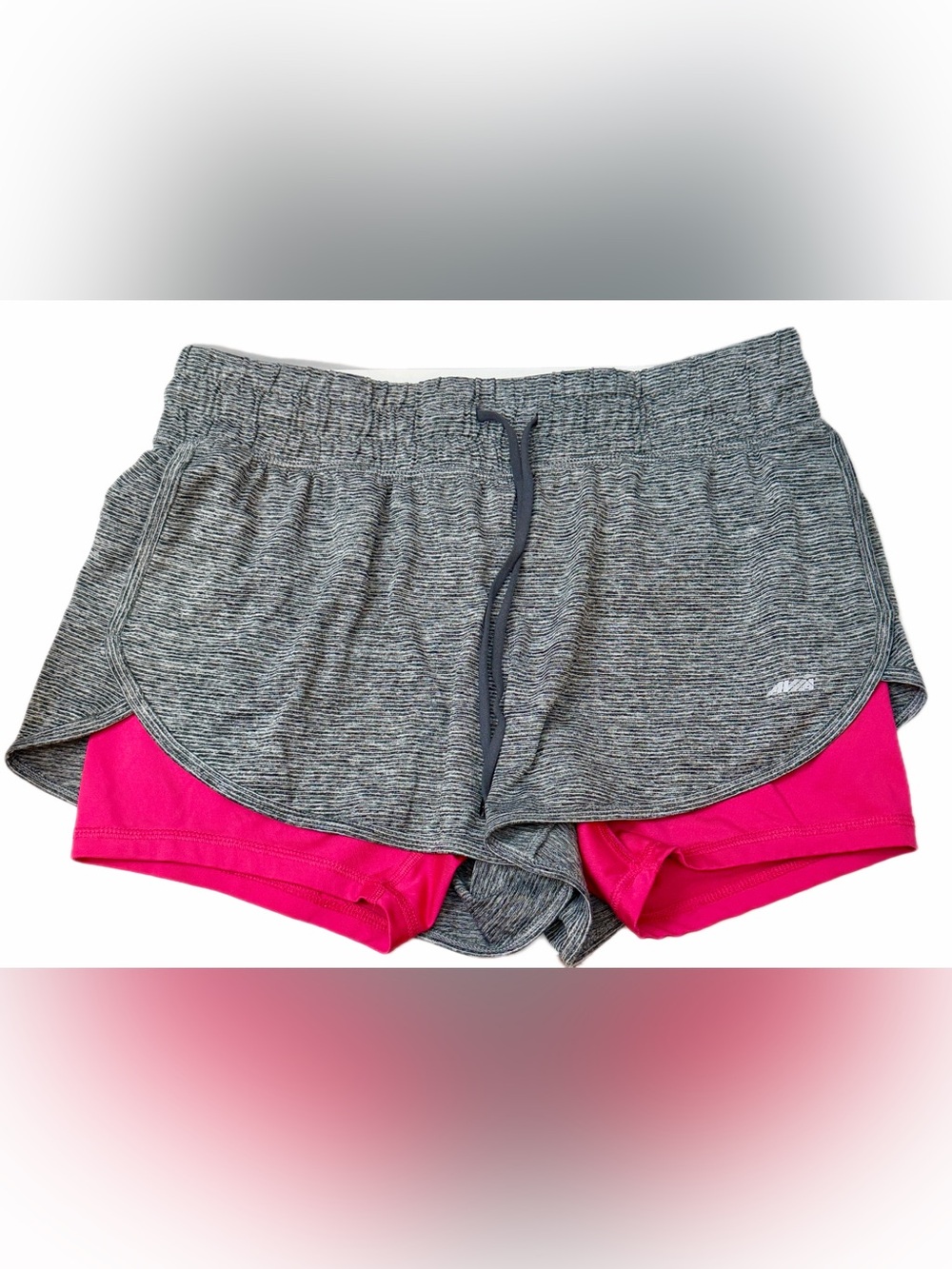 Avia Grey Hot Pink 2-in-1 Running Shorts Size M